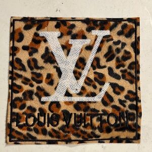 Louis Vuitton Leopard Print Patch with White Sequin LV